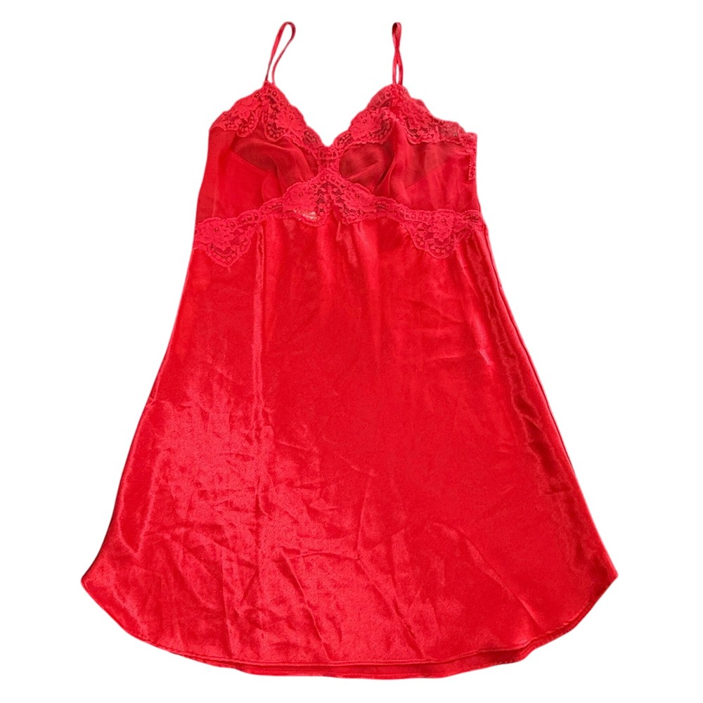 Victoria's Secret Red Velvet Lace Slip Dress Nightgown S Y2K Gold Label